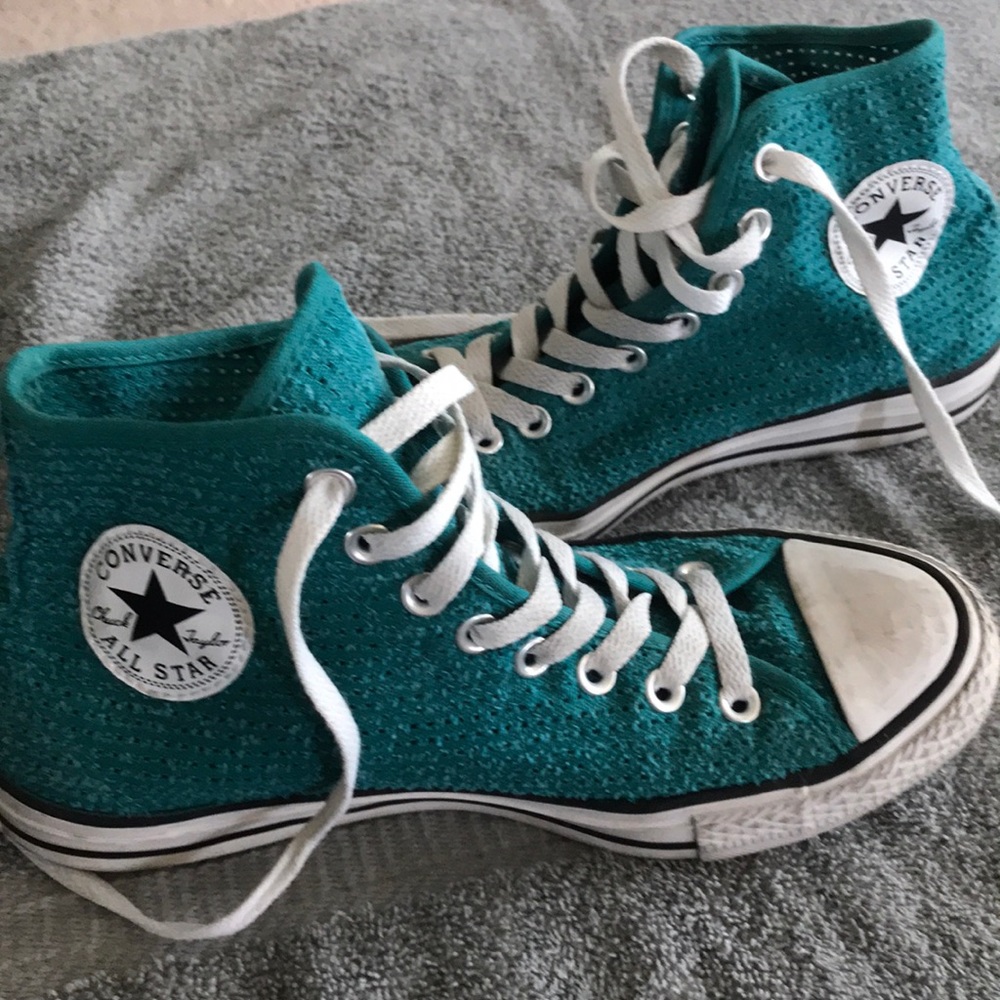 Turquoise Converse All Star high tops